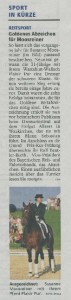 Tegernseer Zeitung vom 02.07.2012 über Sunnys Goldenes Reitabzeichen